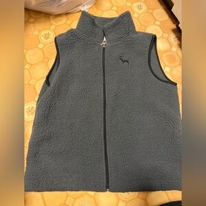 Victoria’s Secret pink Gray Sherpa/Fleece Vest with Logo